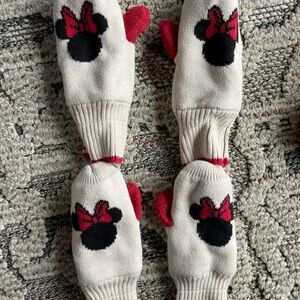 Disney gap Minnie Mouse ears Cream and Red Kids Mittens